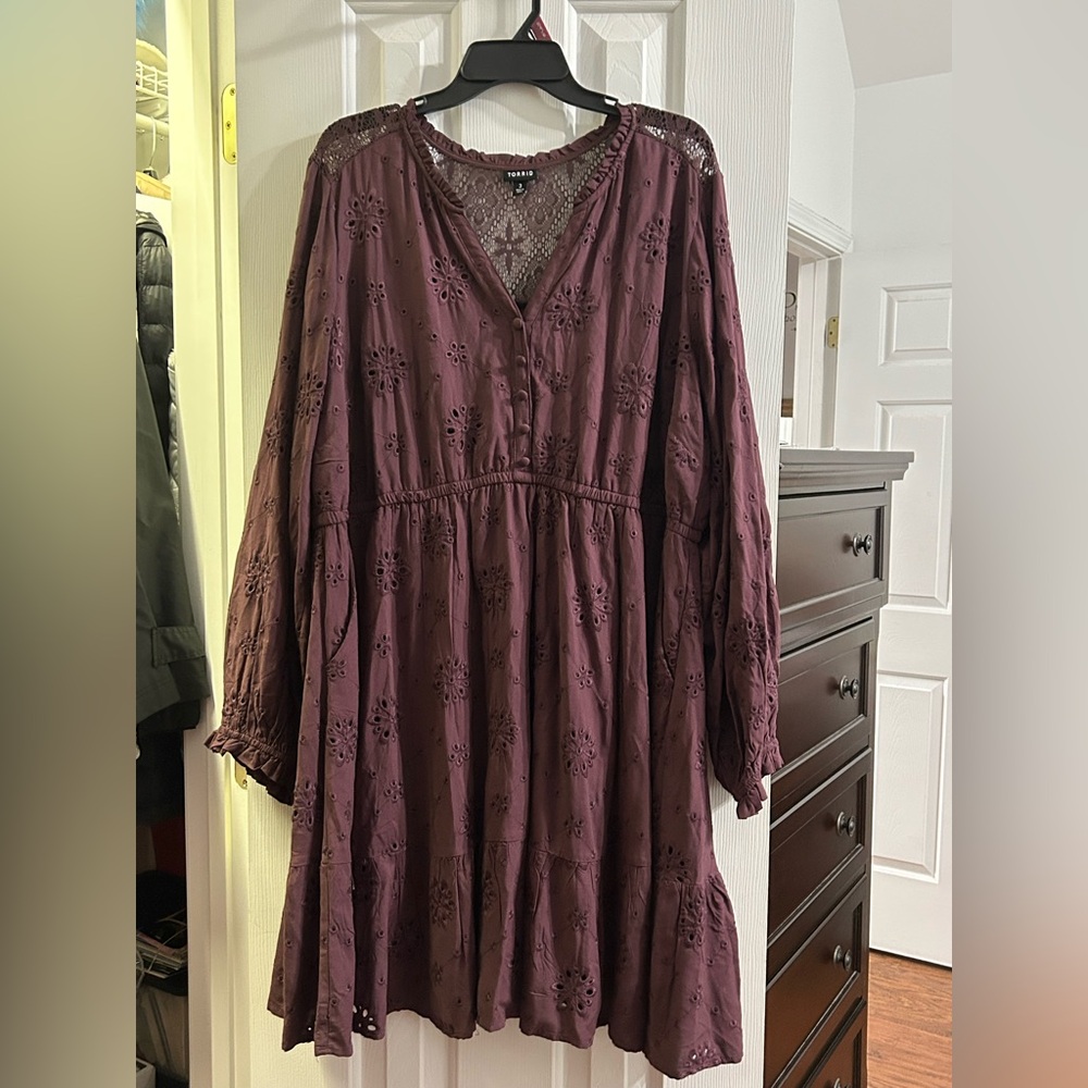 Torrid Long Sleeve Lace Dress in Deep Purple 3